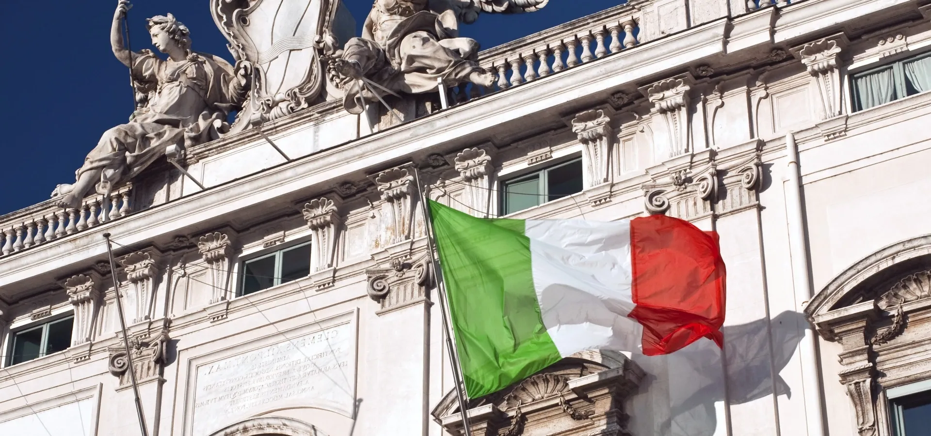 Wyeksponowana flaga Włoch